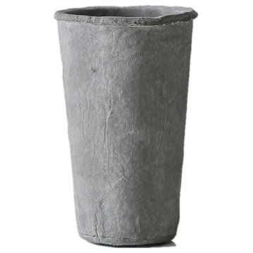 Serene Spaces Living Decorative Gray Tapered Cement Vase, Large