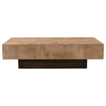 Camilla Solid Wood Coffee Table, Brown, Rectangular