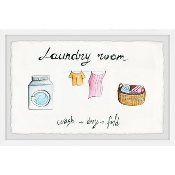 "Laundry Wash Dry Fold" Framed Painting Print, 12x8
