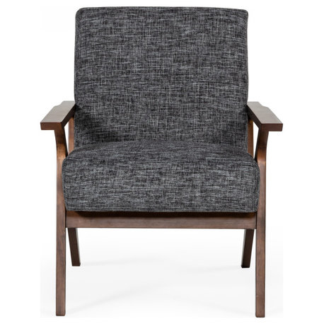 Modrest Candea Mid-Century Walnut and Gray Accent Chair