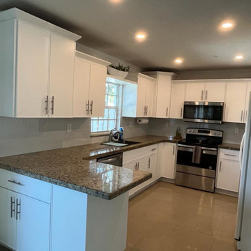 Modern Kitchen Remodel Done in a Slim Shaker Door in a Snow Color