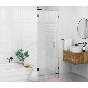 78"x34.25" Frameless Shower Door, Wall Hinge, Matte Black