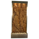 Adagio Water Features - Tranquil River Flush Mount Water Fountain, Brown Marble, Stainless Steel - The Tranquil River Flush Mounted Free Standing Water Feature