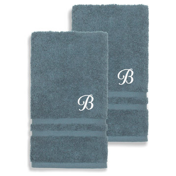 Denzi Hand Towels With Monogrammed Letter, Set of 2, B