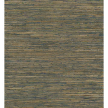 2972-86111 Shuang Teal Handmade Grasscloth Modern Style Unpasted Wallpaper