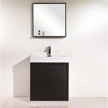 Lux 30" Black Free Standing Modern Single Sink Bathroom Vanity
