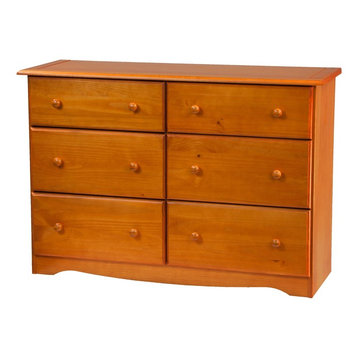 100% Solid Wood Double Dresser, Honey Pine