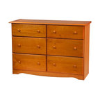 100% Solid Wood Double Dresser, Honey Pine