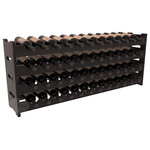Wine Racks America - 48-Bottle Scalloped Wine Rack, Redwood, Black + Satin - Stack four cases of wine in a decorative 48 bottle rack using pressure-fit joints for easy assembly. This rack requires no hardware, no tools, and is ready to use as soon as it arrives. Makes for a perfect gift and stores wine on any flat surface.