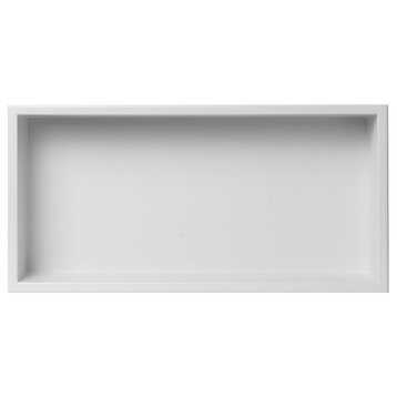 24 x 12 White Matte Stainless Steel Horizontal Single Shelf Bath Shower Niche