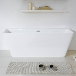 58" x 28" White Rectangle Soaking Free-Standing Bathtub - Bathtubs