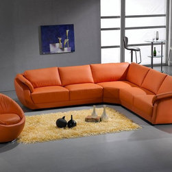 3333 CONTEMPORARY LEATHER SECTIONAL SOFA IN ORANGE COLOR - Sectional Sofas