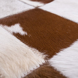 Luxury Handmade Cowhide Patchwork Hallway Runner, Brown White, 7'11"x2'2" - Hall And Stair Runners
