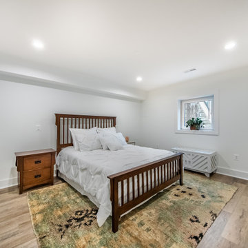 Basement Remodel with large wet-bar, full bathroom and cosy family room