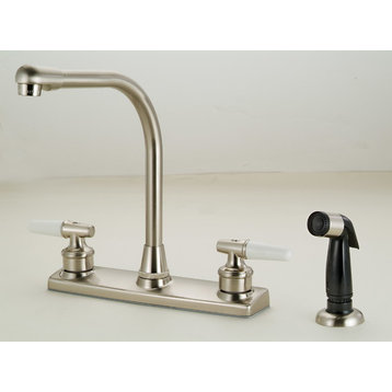 Two Handle Kitchen Faucet With Spray, Chrome, Satin Nickel