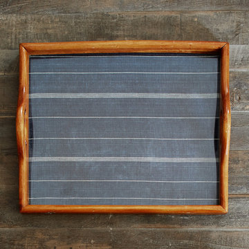 Wood Tray with set Guatemalan Fabric