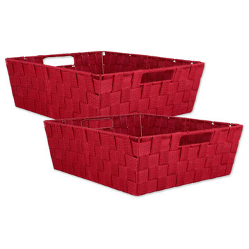 DII Nylon Bin Basketweave Red Trapezoid, Set of 2