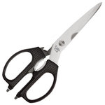 Shun - Shun - Multi-Purpose Shears - You will be amazed at the many uses for our multi-purpose shears. Of course, they cut things. In the kitchen, use them to snip herbs, trim asparagus, cut up tortillas, trim beans, open food packages, cut cheesecloth or waxed paper, trim flowers—you get the idea. In other areas of the house, they're handy for cutting cord, twine, or rope, opening packages or envelopes, and lots more. But Shun Multi-purpose Shears really are multi-purpose tools. There's a built-in nutcracker, a jar opener, a bone notch (also very handy when trimming flower stems), a lid lifter, and even two screwdriver tips, one in each handle. They’re great for tightening a loose screw in the kitchen cabinet without having to go to the garage to find a screwdriver. Shun Multi-purpose Shears have one blade serrated so they can easily cut through even tough or fibrous materials. A non-slip plastic over-mold on the handles makes them comfortable to use as well. And what could make these already handy tools even handier? The blades separate for easy cleaning, then lock together easily and securely for use.