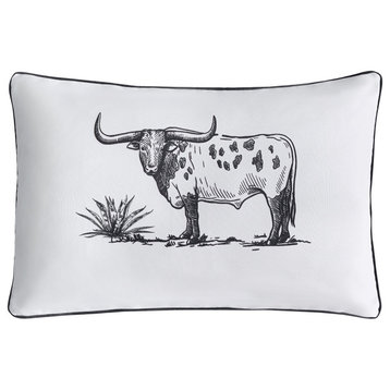Ranch Life Indoor/Outdoor Pillow, 16"x24", Steer, 1 Piece