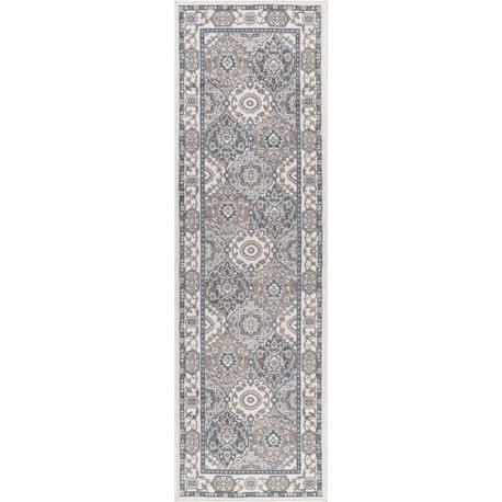 Newcomb Traditional Oriental Cream Runner Rug, 2' x 10'