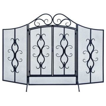 Traditional Gray Metal Fireplace Screen 63348