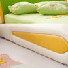 Modern Kermit Kids Twin Size Bed in Cream Yellow and Green Leather