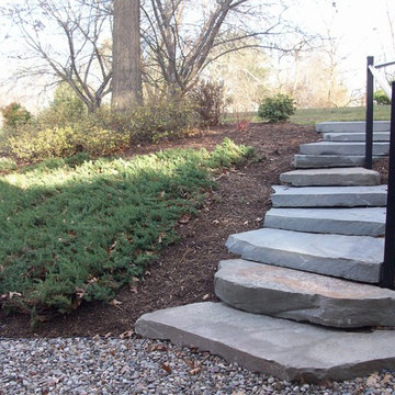 Backyard Garden with Natural Stone Steps