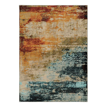 Oriental Weavers Sedona 6365A Blue/Red Abstract Area Rug, 5'3"x7'6"