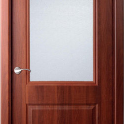 Interior Single Door Italian Nutwood with Frosted Glass - Interior Doors