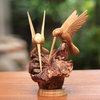 NOVICA Hummingbird Couple And Wood Sculpture