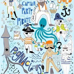 Oopsy Daisy, Fine Art for Kids - "Pugnacious Pirates" Posters That Stick by Jill McDonald - Kids Wall Decor