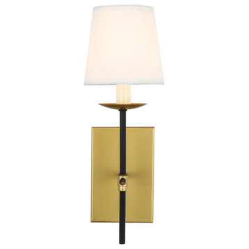 Eclipse 1 Light Wall Sconce, Brass and Black