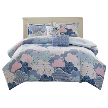 Kids Cotton Comforter/Duvet Cover/Coverlet Set, Blue, Full/Queen, Comforter