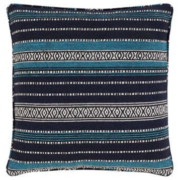 Maya MYP-002 Pillow Cover, Navy/Sky Blue/White, 20"x20", Pillow Cover Only
