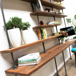 Susannah Bespoke Recycled Scaffolding Boards & Dark Steel Pipe Desk & Shelves - Desks & Writing Bureaus