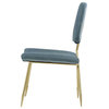 Modern Urban Living Dining Side Chair, Velvet Fabric Metal Steel, Blue