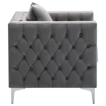Lorreto Velvet Chair, Gray