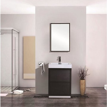 KubeBath Bliss 24" Black Free Standing Single Sink Elegant Modern Vanity