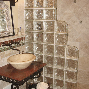 Spanish Glass Block Bathroom
