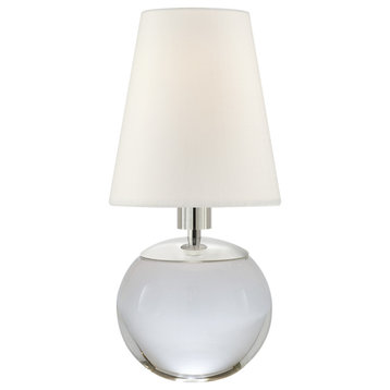 Tiny Terri Round Accent Lamp in Crystal with Linen Shade