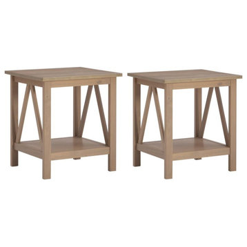 Home Square 2 Piece Wood End Table Set in Rustic Brown