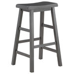 OSP Home Furnishings - Tulsa 29" Wood Saddle Stool 2-Pack, Gray Finish - Elevate the style and comfort level of any kitchen island or bar area with our 29" high Tulsa bar stools. Solid wood construction provides long-lasting beauty and durability. Place a pair at any casual dining spot, bar or work area to create more seating and lively conversations. Sold as a convenient 2-pack.