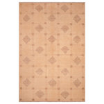 Bareens Designer Rugs - Boho Chic Ziegler Tari Beige Tan Hand-Knotted Wool Rug - 6'0'' x 8'10'' - Enhance the ambiance of your home with this magnificent Persian-influenced Turkish hand-knotted rug made by skilled artisans capable of creating the most exceptional vegetable dyes and hand-spun wool. This exquisite handmade rug is a one-of-a-kind Peshawar Kafkaz, otherwise identified as Chobi, Chobi Peshawar, Oushak, or Ziegler rug. These handmade rugs are crafted in Pakistan utilizing superior-quality wool imported from Australia, New Zealand, and Korea in two types of weaves: the Persian weave and the Mori weave. This rug is meticulously crafted by hand using the finest natural vegetable dyes extracted from local plants. The artisans use a blend of hand-spun local and fine merino wool, resulting in a rug with a compelling texture, higher lanolin content, and longer staple. The artisans occasionally incorporate natural or artificial silk into the pile to enhance specific motifs. The finished product is an awe-inspiring execution of flawless design and an understated palette that exudes elegance.