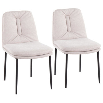 Smith Dining Chair, Set of 2, Black Steel, Cream Fabric