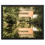 Pi Photography Wall Art and Fine Art - The Reflections of Wooddale Covered Bridge Aged Framed Photo Wall Art Print, Black, 16" X 20" - The Reflection of Wooddale Covered Bridge Aged - Rural / Country Style / Rustic / Landscape / Nature Photograph Framed Wall Art Print - Artwork - Wall Decor