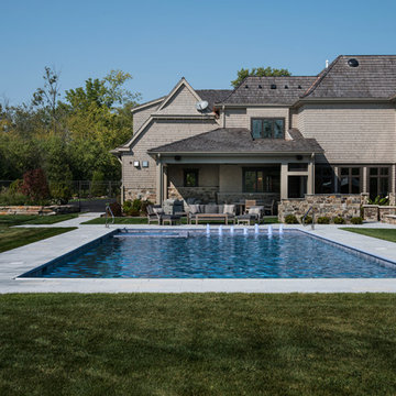 Bannockburn, IL Swimming Pool with Inside Hot Tub and Automatic Cover