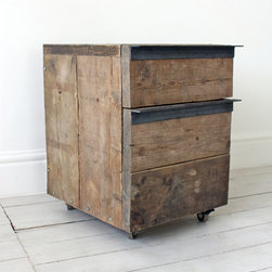 Katy Reclaimed Scaffolding Board Drawer Unit on Castors - Nightstands And Bedside Tables