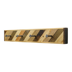 Six Finger Studios - Coat Rack, Diagonal Pattern, Reclaimed Wood - Wall Hooks