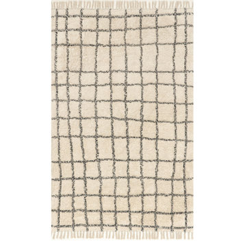 nuLOOM Mariana Crosshatch Cotton Tasseled Area Rug, Ivory 8' x 10'