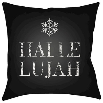 Hallelujah by Surya Poly Fill Pillow, Black/White, 20' x 20'